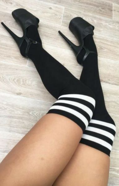 Thigh High Stockings with Stripes